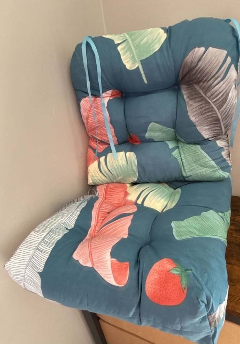 Thick Tufted Outdoor Chair Cushions Set of 2 Water Repellent Fade Resistant Pati